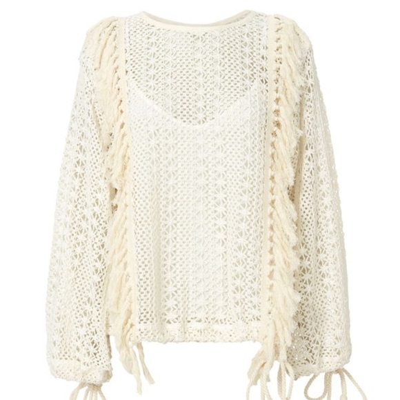 NWOT RARE See by Chloe Crochet Pullover Sweater in Cream/White Size 34 - Picture 4 of 17